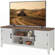 Farmhouse TV Stand for TVs up to 55" - White and Brown-Home Furnishings > Living Room Furniture > TV¬†Stands-DECOROLALA