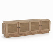 Farmhouse TV Stand for TVs up to 75 Inches with 2 Cabinets-Oak-Entertainment Centers & TV Stands-DECOROLALA