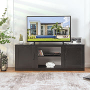 Farmhouse TV Stand with Barn Doors for TVs up to 65" - Black-Entertainment Centers & TV Stands-DECOROLALA