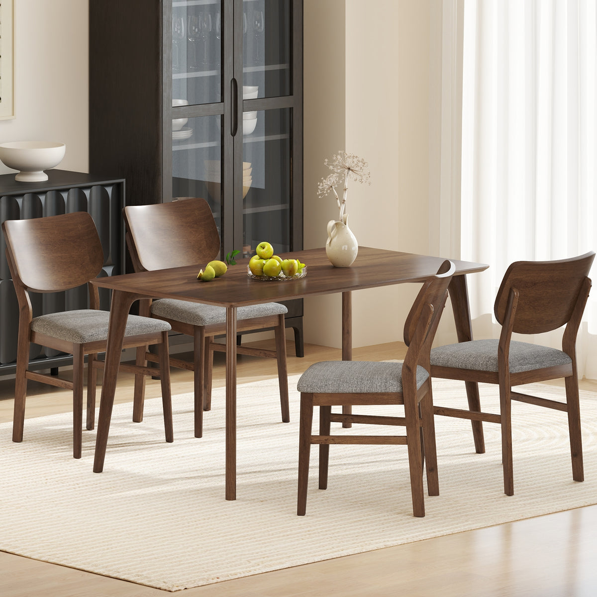 Farmhouse Upholstered Kitchen Chairs Set of 2 with Rubber Wood Frame-Gray-Dining Chairs-DECOROLALA