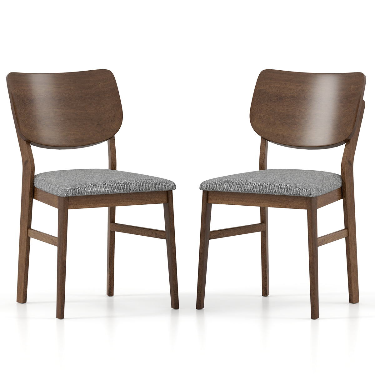 Farmhouse Upholstered Kitchen Chairs Set of 2 with Rubber Wood Frame-Gray-Dining Chairs-DECOROLALA