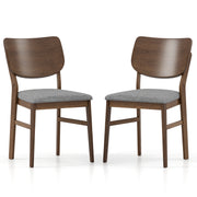 Farmhouse Upholstered Kitchen Chairs Set of 2 with Rubber Wood Frame-Gray-Dining Chairs-DECOROLALA