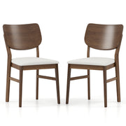 Farmhouse Upholstered Kitchen Chairs Set of 2 with Rubber Wood Frame-Walnut-Dining Chairs-DECOROLALA