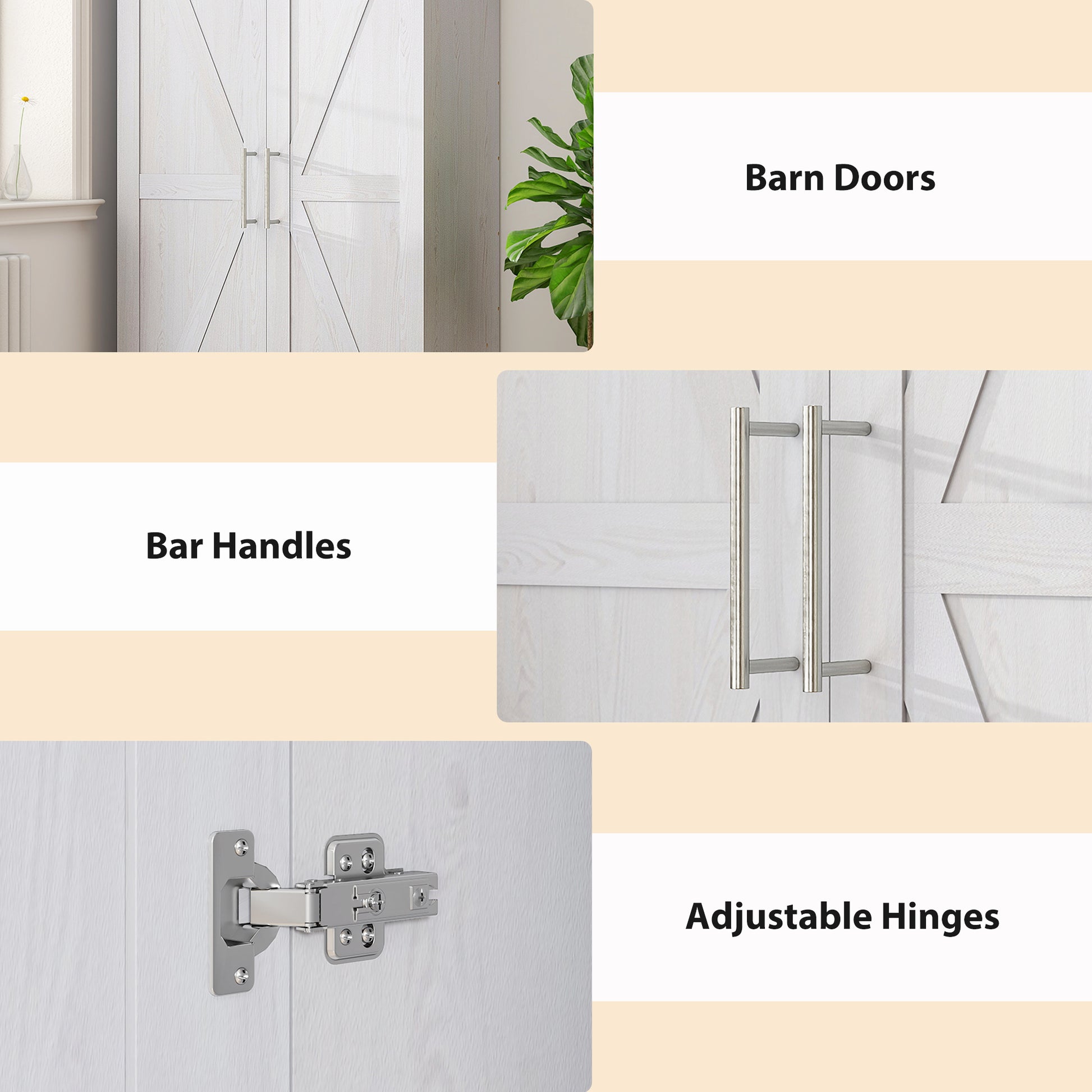 Farmhouse Wardrobe Cabinet - White Wood Effect 32" W-DECOROLALA