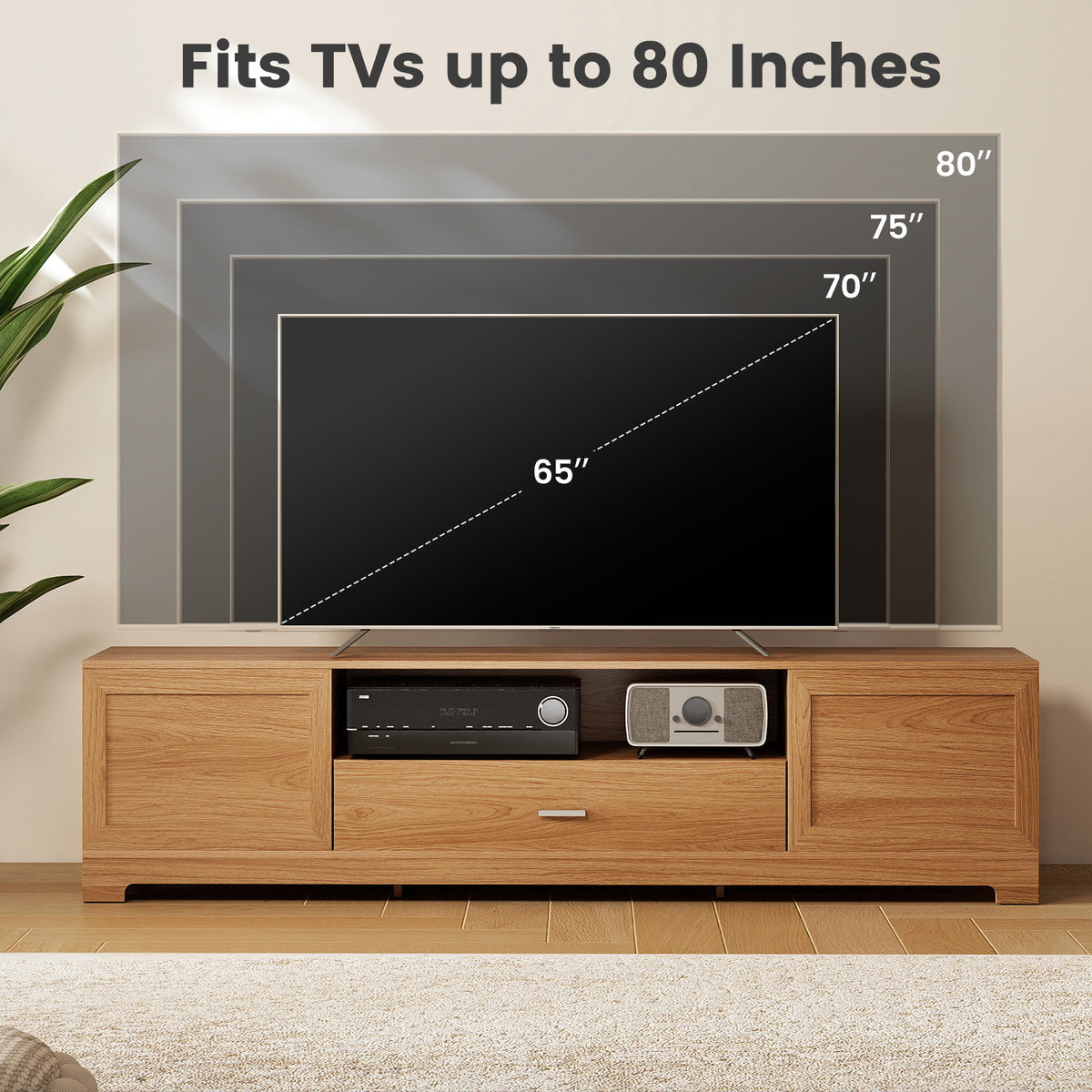 Farmhouse Rustic TV Stand for TVs up to 80"-Natural-Entertainment Centers & TV Stands-DECOROLALA