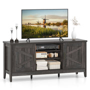 Farmhouse TV Stand for TVs up to 65 Inch Entertainment Center with 2 Storage Cabinets-Gray-Entertainment Centers & TV Stands-DECOROLALA