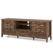 Farmhouse TV Stand for 65 Inch TVs with 2 Woven Accent Doors and 3 Adjustable Shelves-Rustic Brown-Entertainment Centers & TV Stands-DECOROLALA