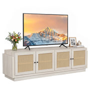 Farmhouse TV Stand for TVs up to 75 Inches with 2 Cabinets-White-Entertainment Centers & TV Stands-DECOROLALA