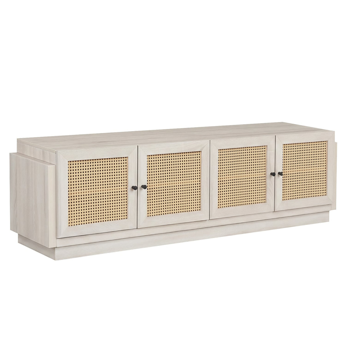 Farmhouse TV Stand for TVs up to 75 Inches with 2 Cabinets-White-Entertainment Centers & TV Stands-DECOROLALA