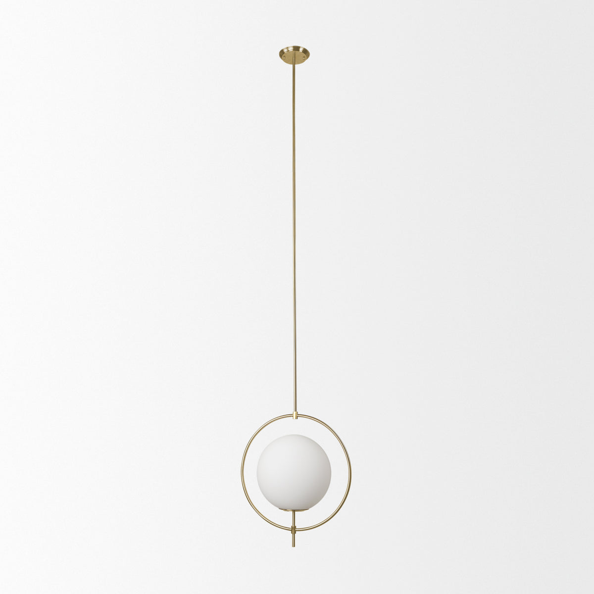 Farrah Frosted Glass Globe w/ Metal Pendant Light-Pendant Lighting-DECOROLALA