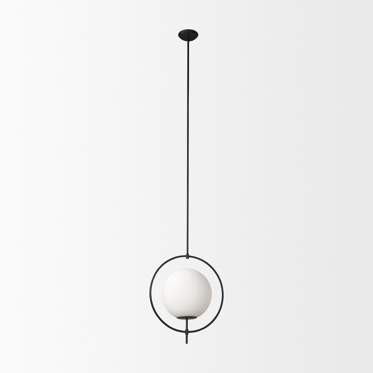 Farrah Frosted Glass Globe w/ Metal Pendant Light-Pendant Lighting-DECOROLALA