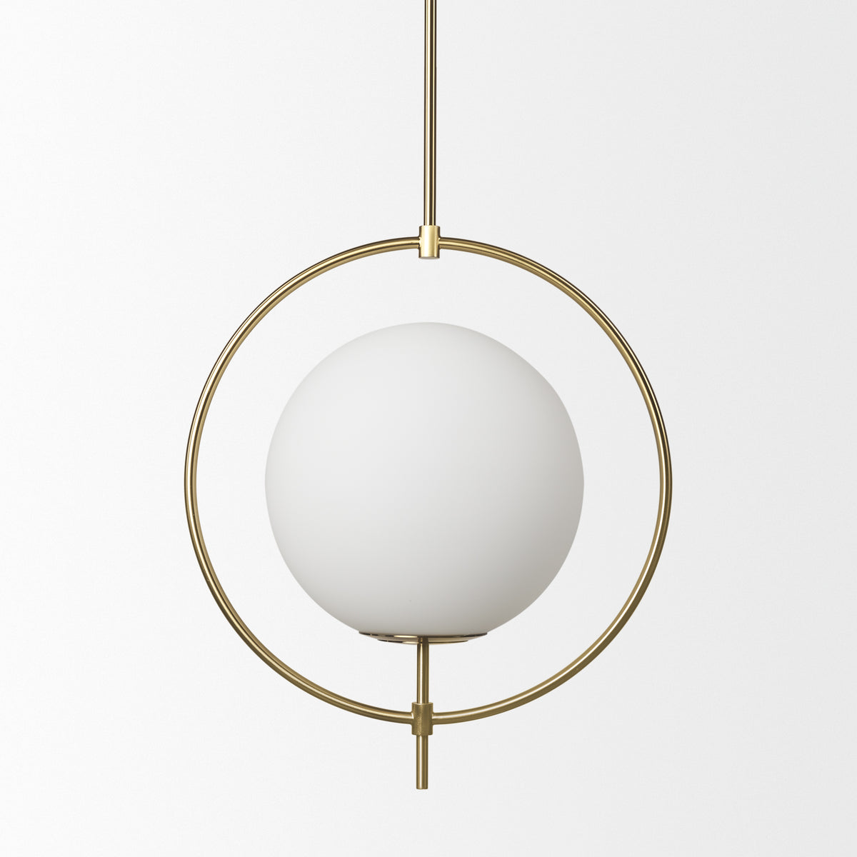 Farrah Frosted Glass Globe w/ Metal Pendant Light-Pendant Lighting-DECOROLALA