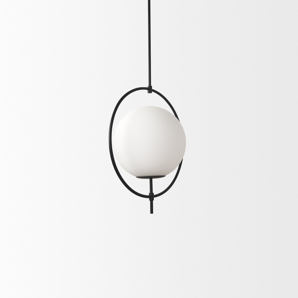 Farrah Frosted Glass Globe w/ Metal Pendant Light-Pendant Lighting-DECOROLALA