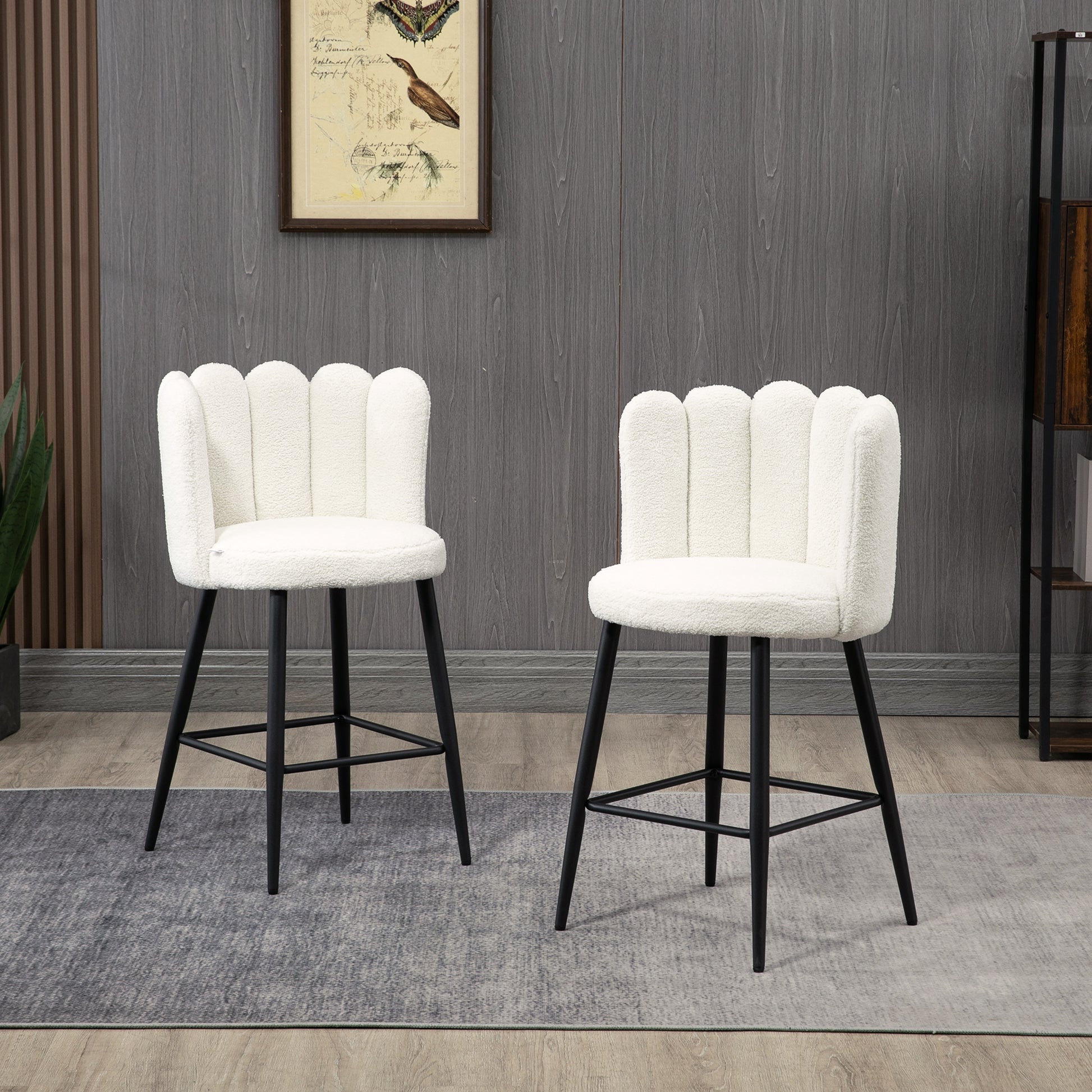 Faux Cashmere Counter Height Bar Stools - Set of 2 Cream-DECOROLALA