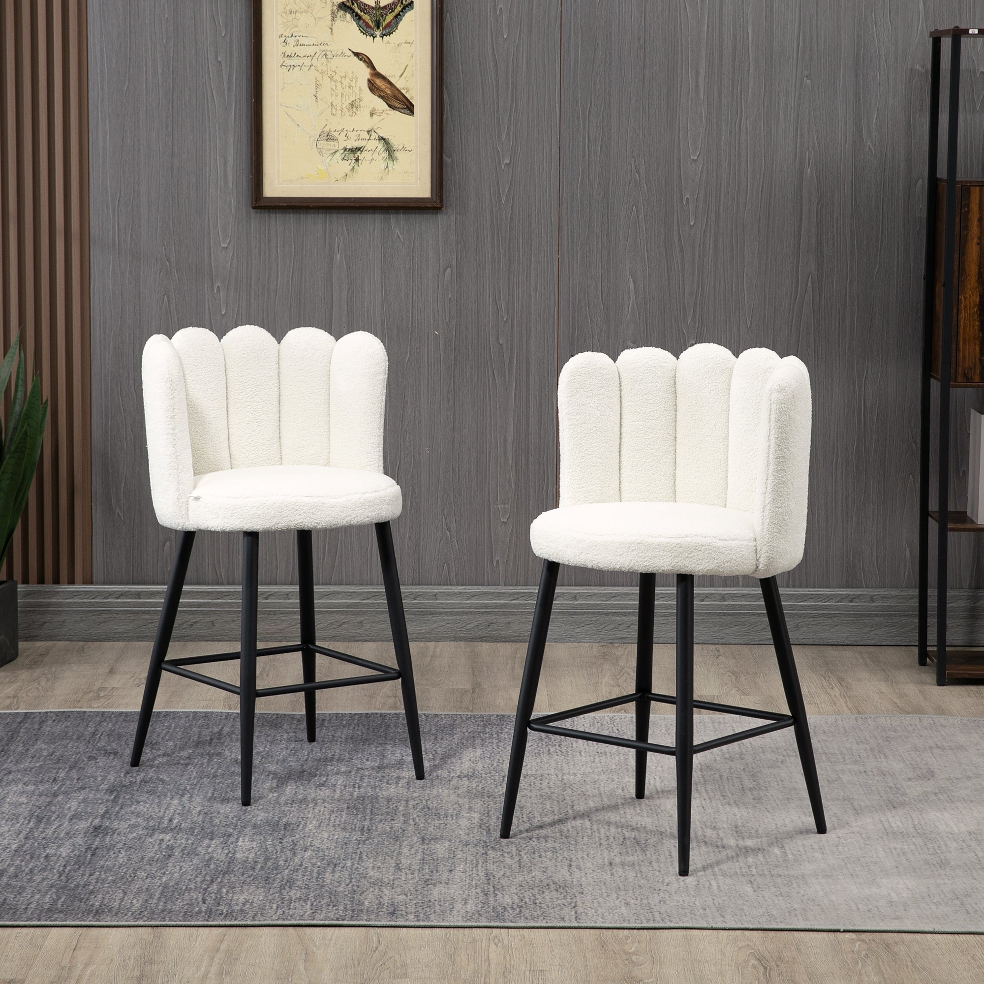 Faux Cashmere Counter Height Bar Stools - Set of 2 Cream-DECOROLALA