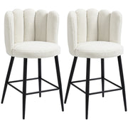 Faux Cashmere Counter Height Bar Stools - Set of 2 Cream-DECOROLALA