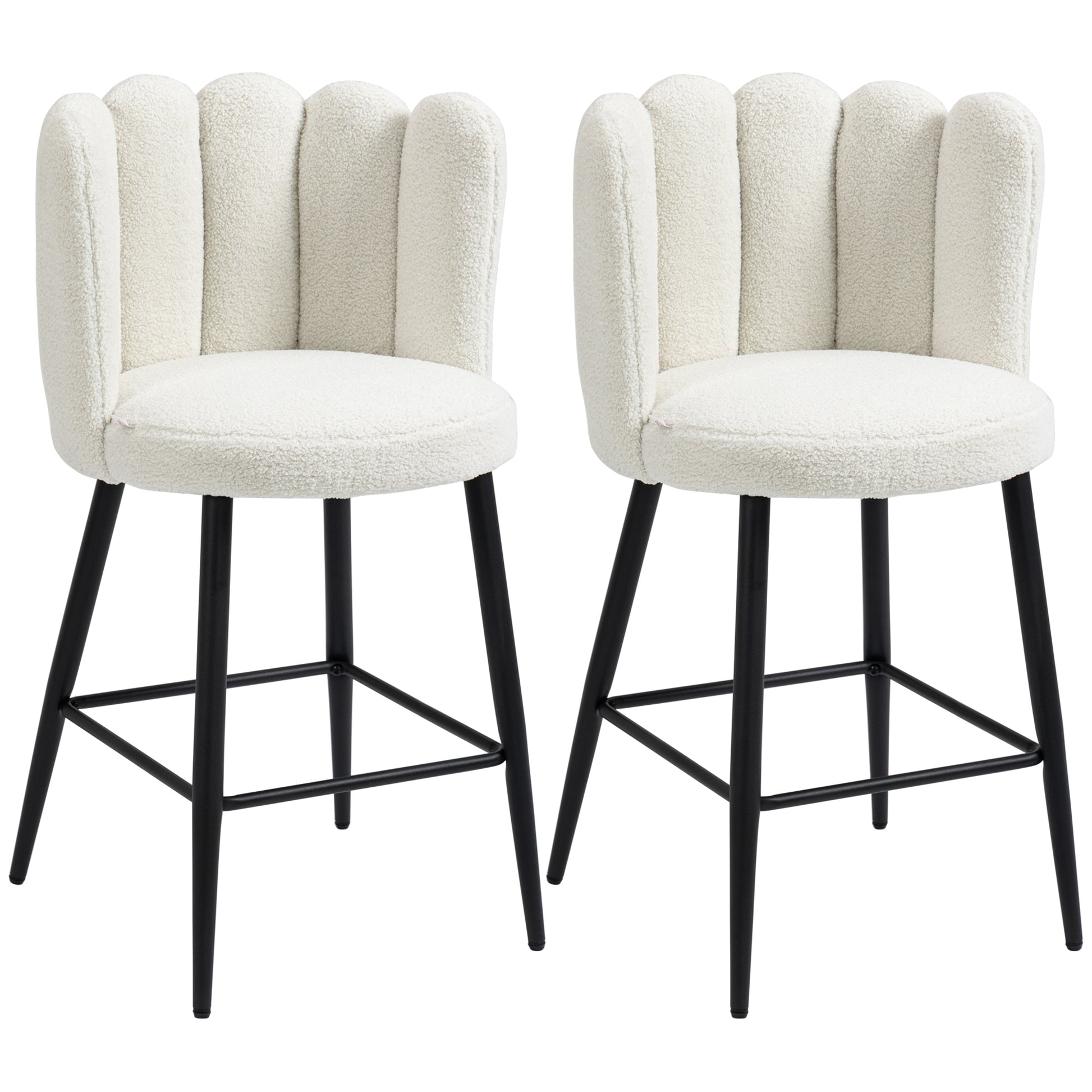 Faux Cashmere Counter Height Bar Stools - Set of 2 Cream-DECOROLALA