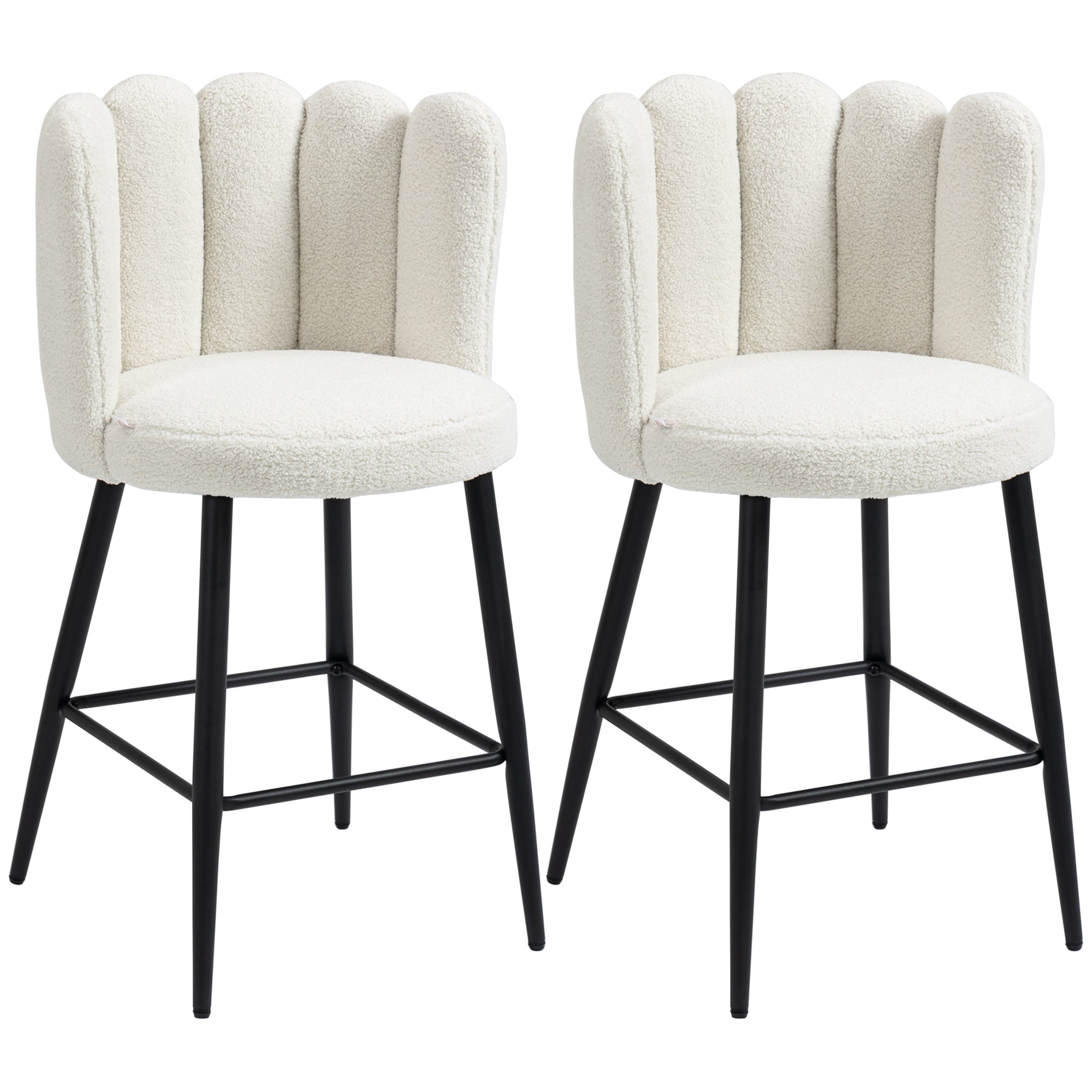 Faux Cashmere Counter Height Bar Stools - Set of 2 Cream-DECOROLALA