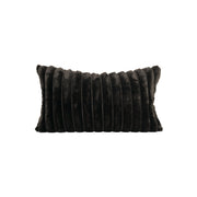 Faux Fur Luxe Black Lumbar Pillow-Decorative Cushions-DECOROLALA