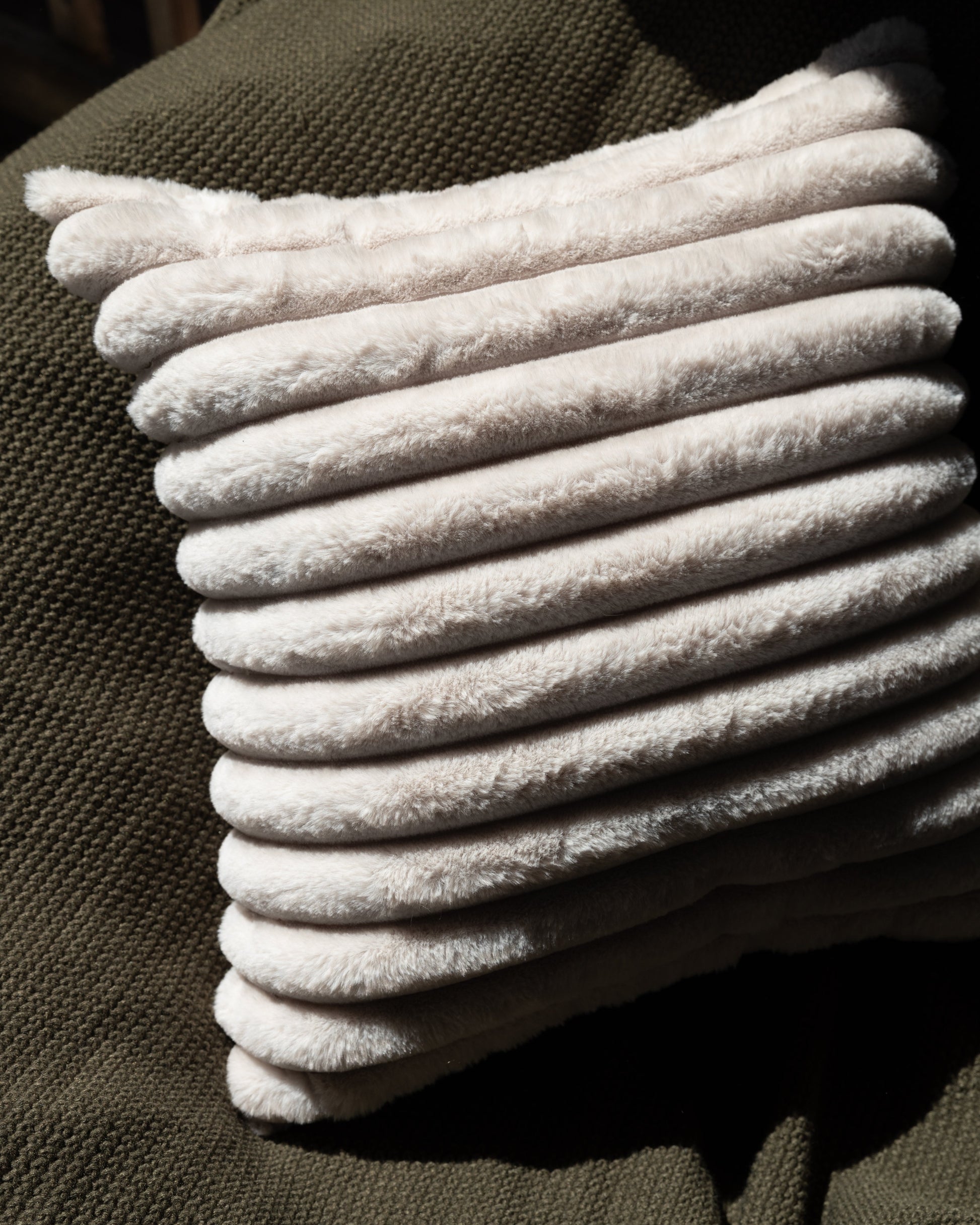 Faux Fur Taupe Textured Pillow-Decorative Cushions-DECOROLALA
