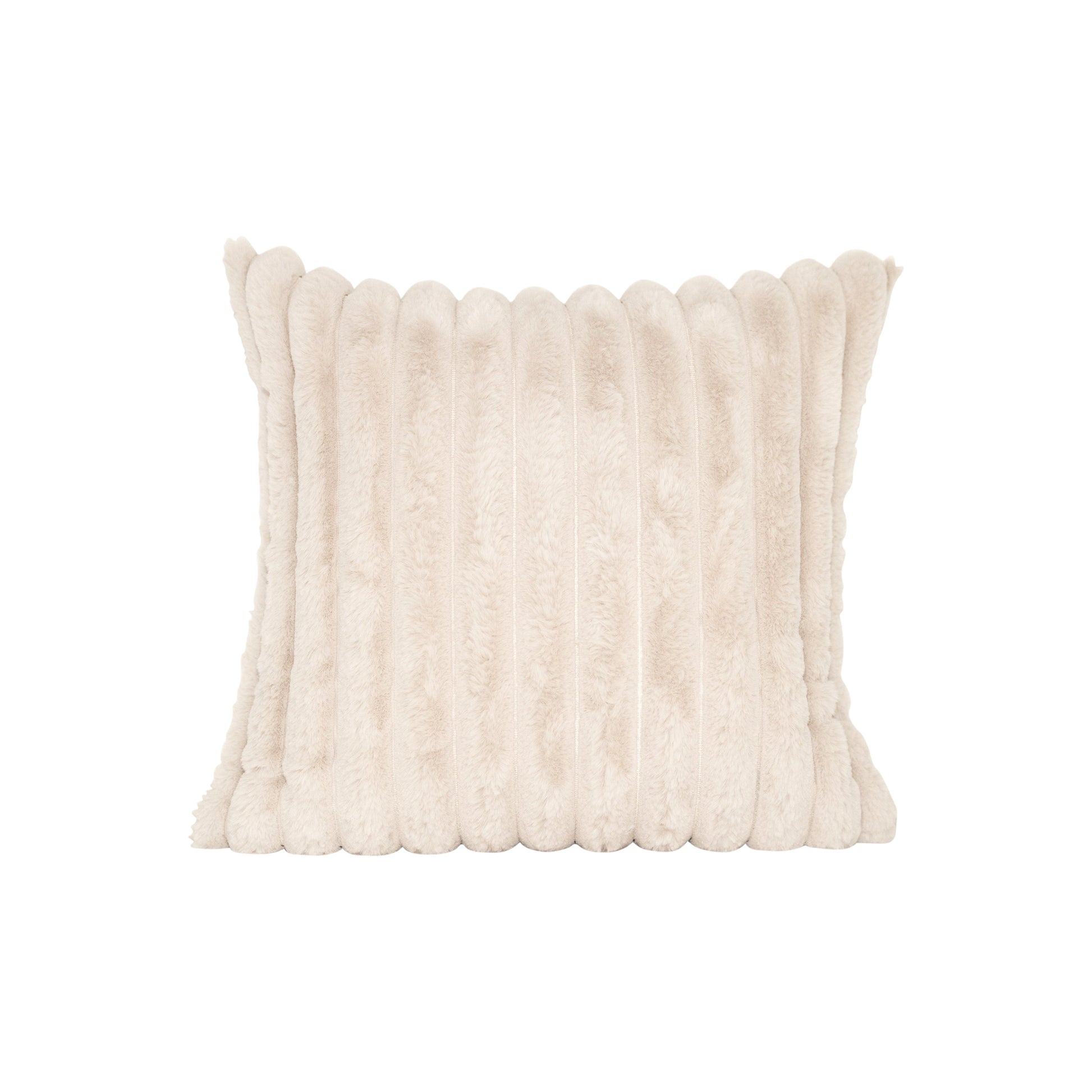 Faux Fur Taupe Textured Pillow-Decorative Cushions-DECOROLALA