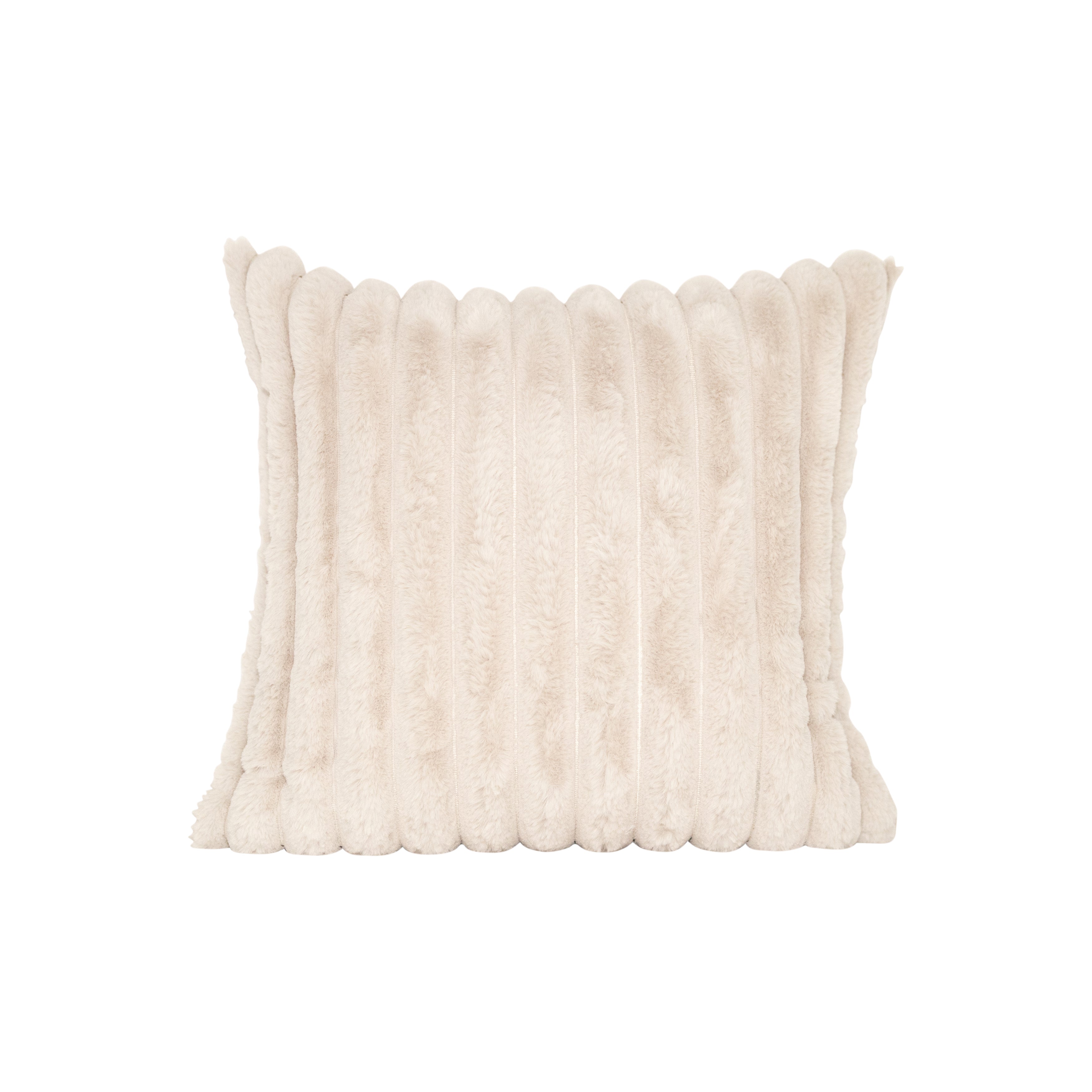 Faux Fur Taupe Textured Pillow-Decorative Cushions-DECOROLALA