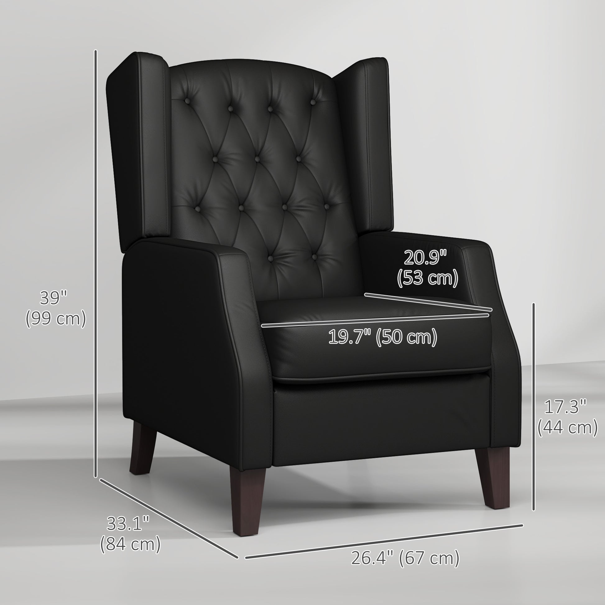 Faux Leather Armchair - Black Wingback-DECOROLALA