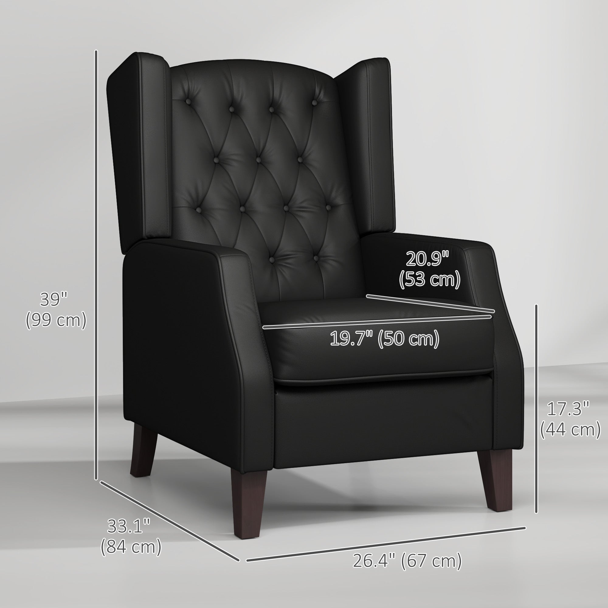 Faux Leather Armchair - Black Wingback-DECOROLALA