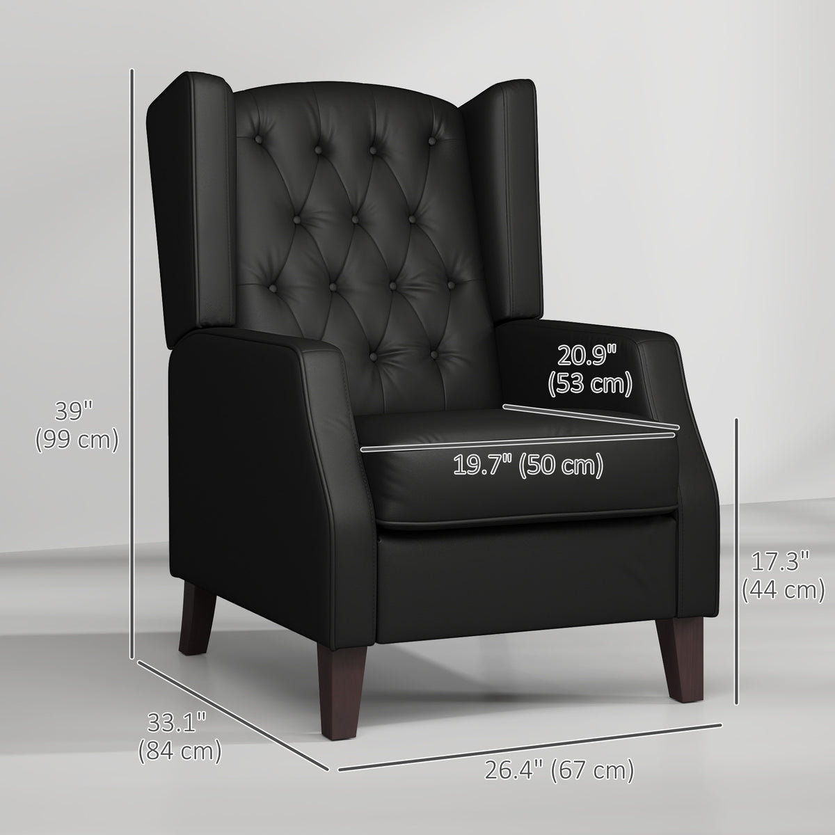 Faux Leather Armchair - Black Wingback-DECOROLALA
