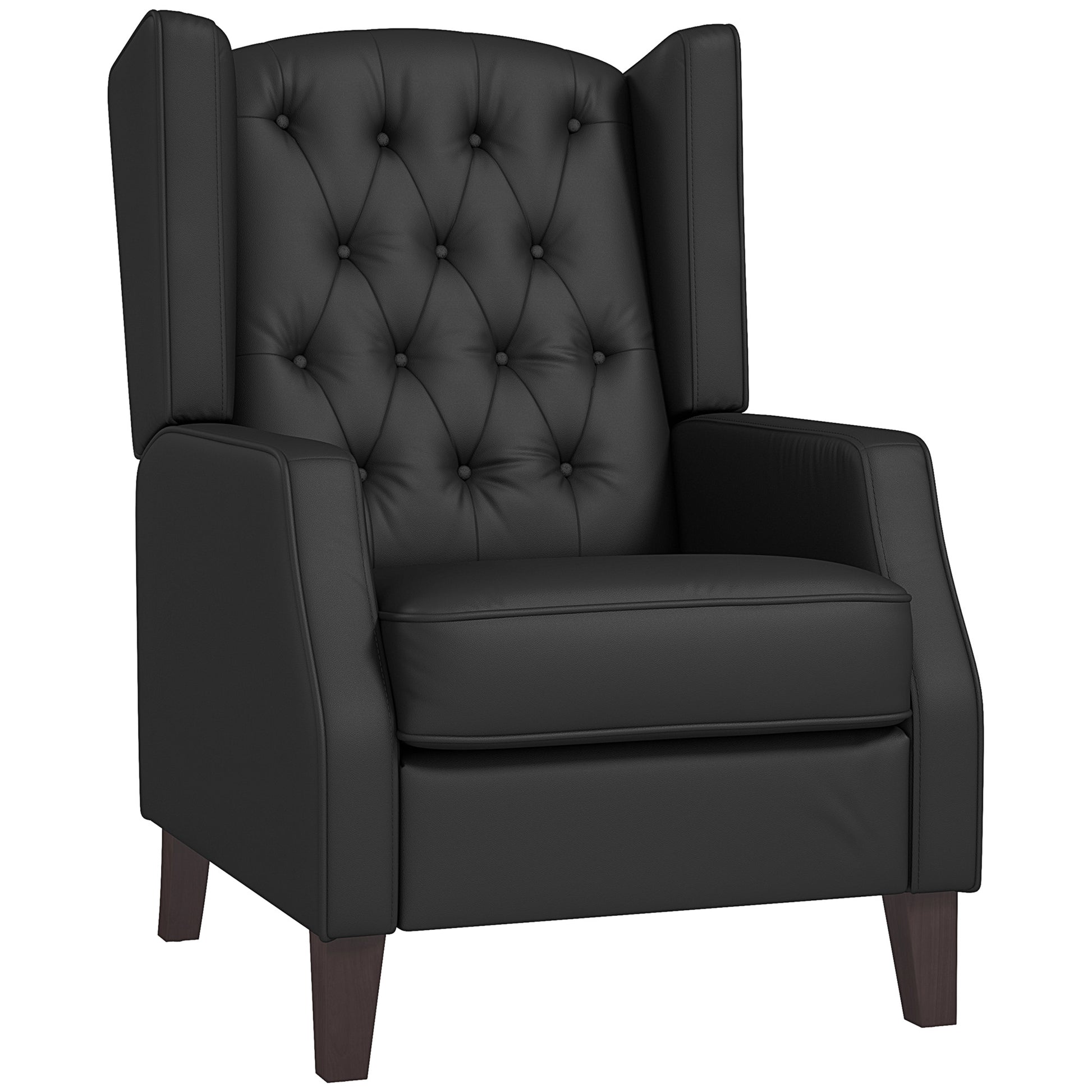 Faux Leather Armchair - Black Wingback-DECOROLALA