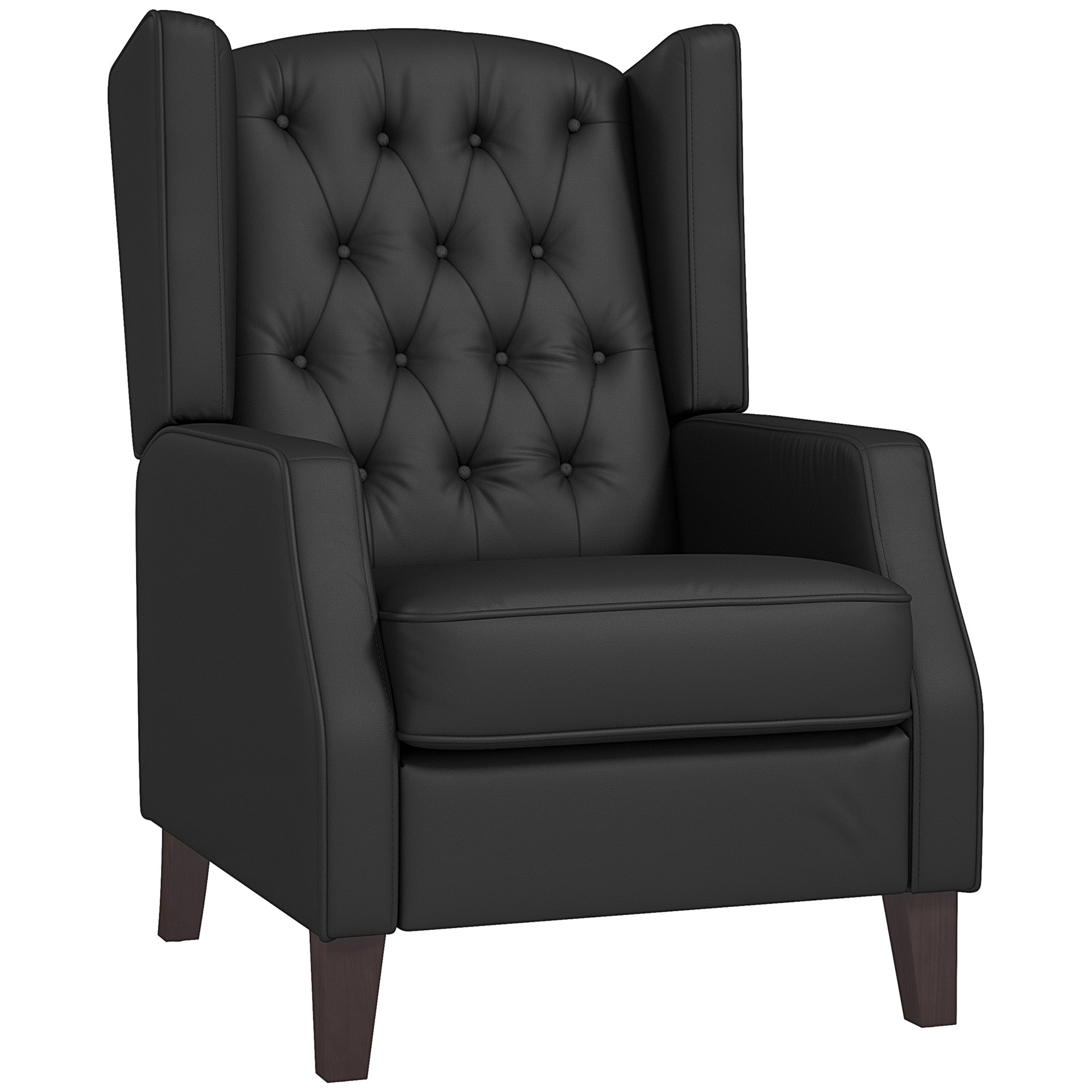Faux Leather Armchair - Black Wingback-DECOROLALA