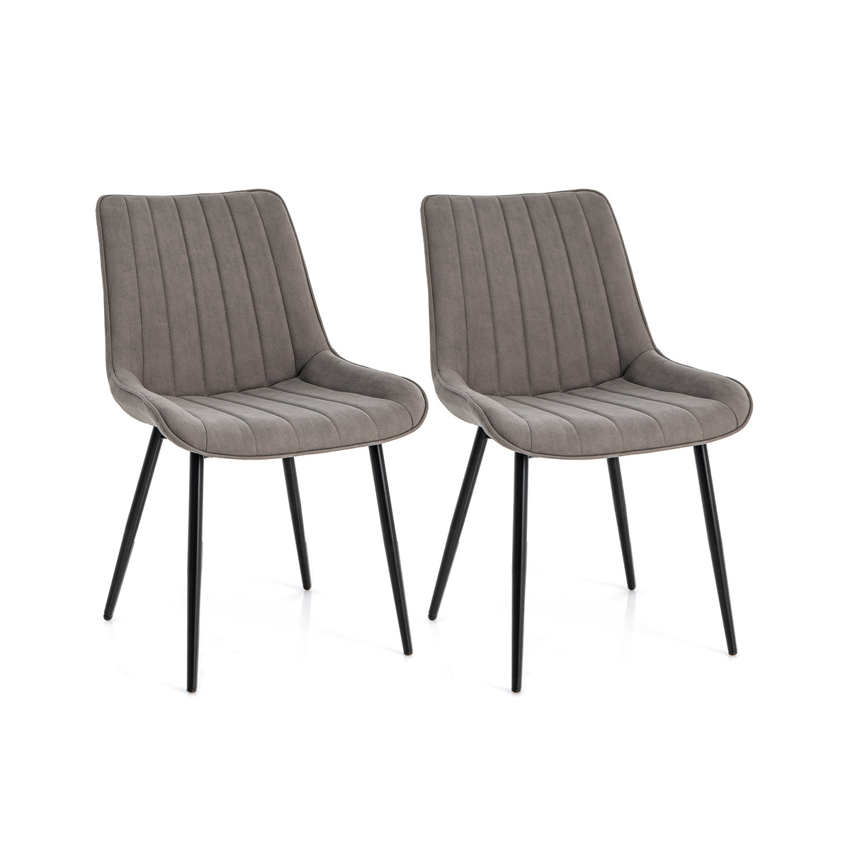 Faux-Leather Fabric Dining Chair Set of 2 with Metal Legs and Padded Seat-Gray-Dining Chairs-DECOROLALA