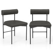 Faux Leather Upholstered Kitchen Side Chair Set of 2 with Curved and Padded Backrest-Gray-Dining Chairs-DECOROLALA