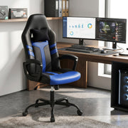 Faux Leather Upholstered Office Chair with Removable Head Pillow and Rocking Function-Blue-Gaming Chairs-DECOROLALA