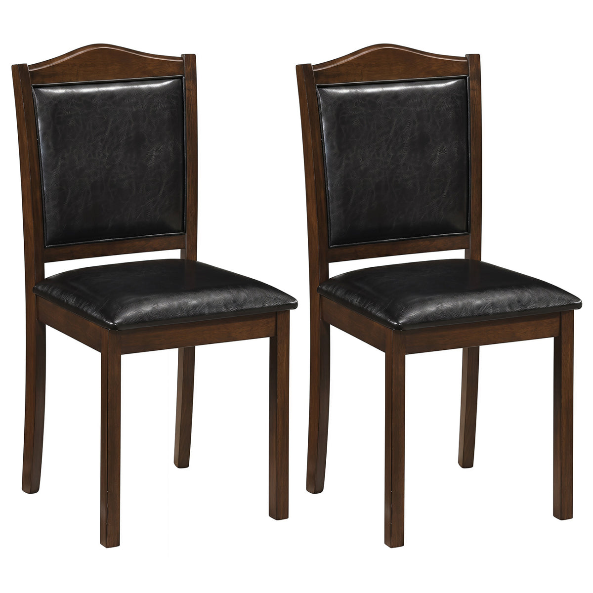 Faux Leather Upholstered Wooden Farmhouse Dining Chairs Set of 2-Walnut-Dining Chairs-DECOROLALA