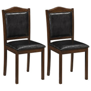 Faux Leather Upholstered Wooden Farmhouse Dining Chairs Set of 2-Walnut-Dining Chairs-DECOROLALA