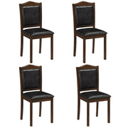 Faux Leather Upholstered Wooden Farmhouse Dining Chairs Set of 4-Walnut-Dining Chairs-DECOROLALA