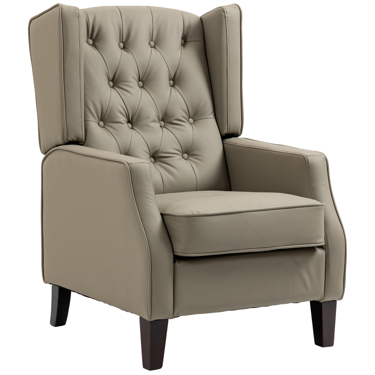 Faux Leather Wingback Accent Chair - Khaki Tufted-DECOROLALA