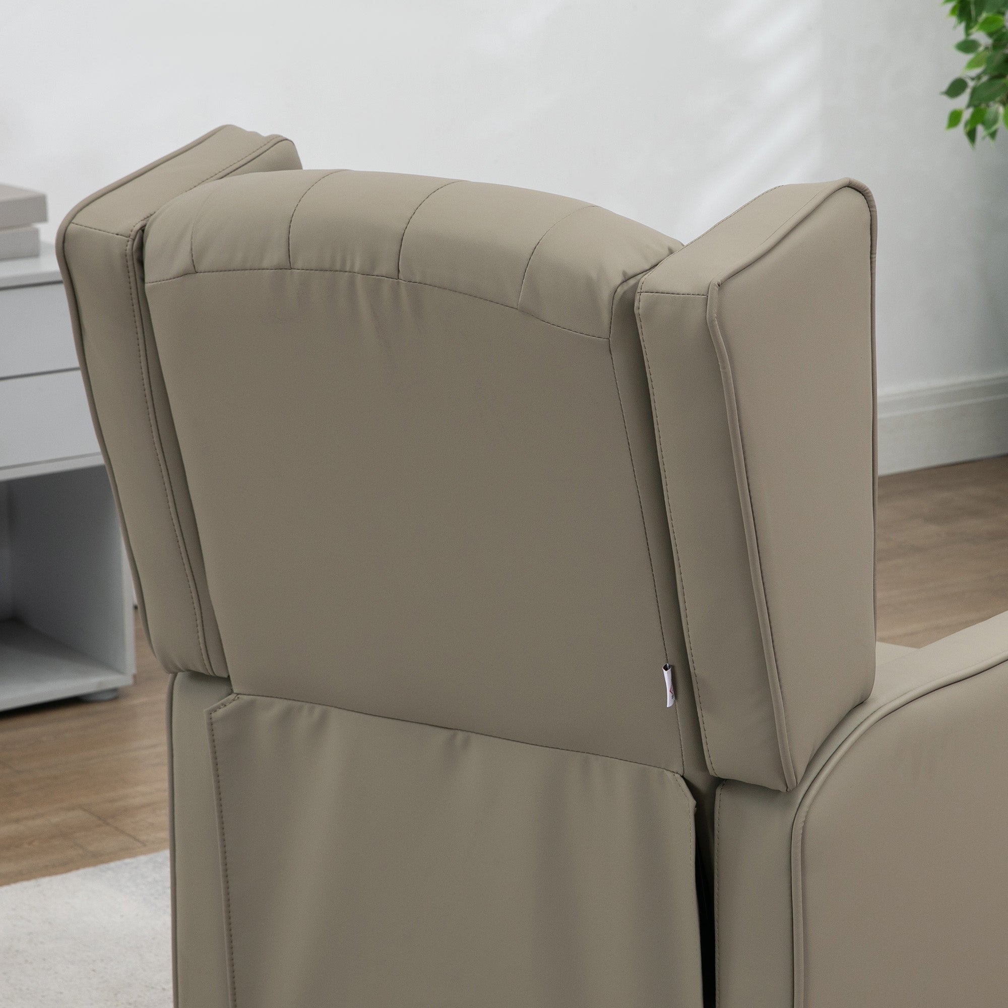 Faux Leather Wingback Accent Chair - Khaki Tufted-DECOROLALA