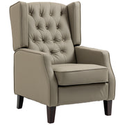 Faux Leather Wingback Accent Chair - Khaki Tufted-DECOROLALA