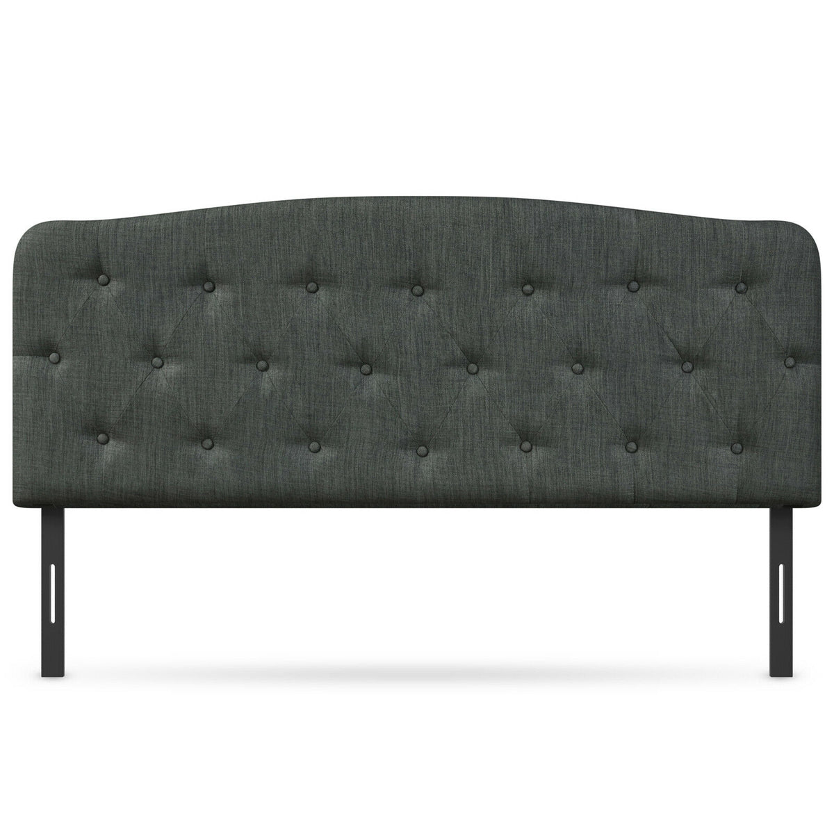 Faux Linen Headboard with Adjustable Heights-Dark Gray-Headboards-DECOROLALA