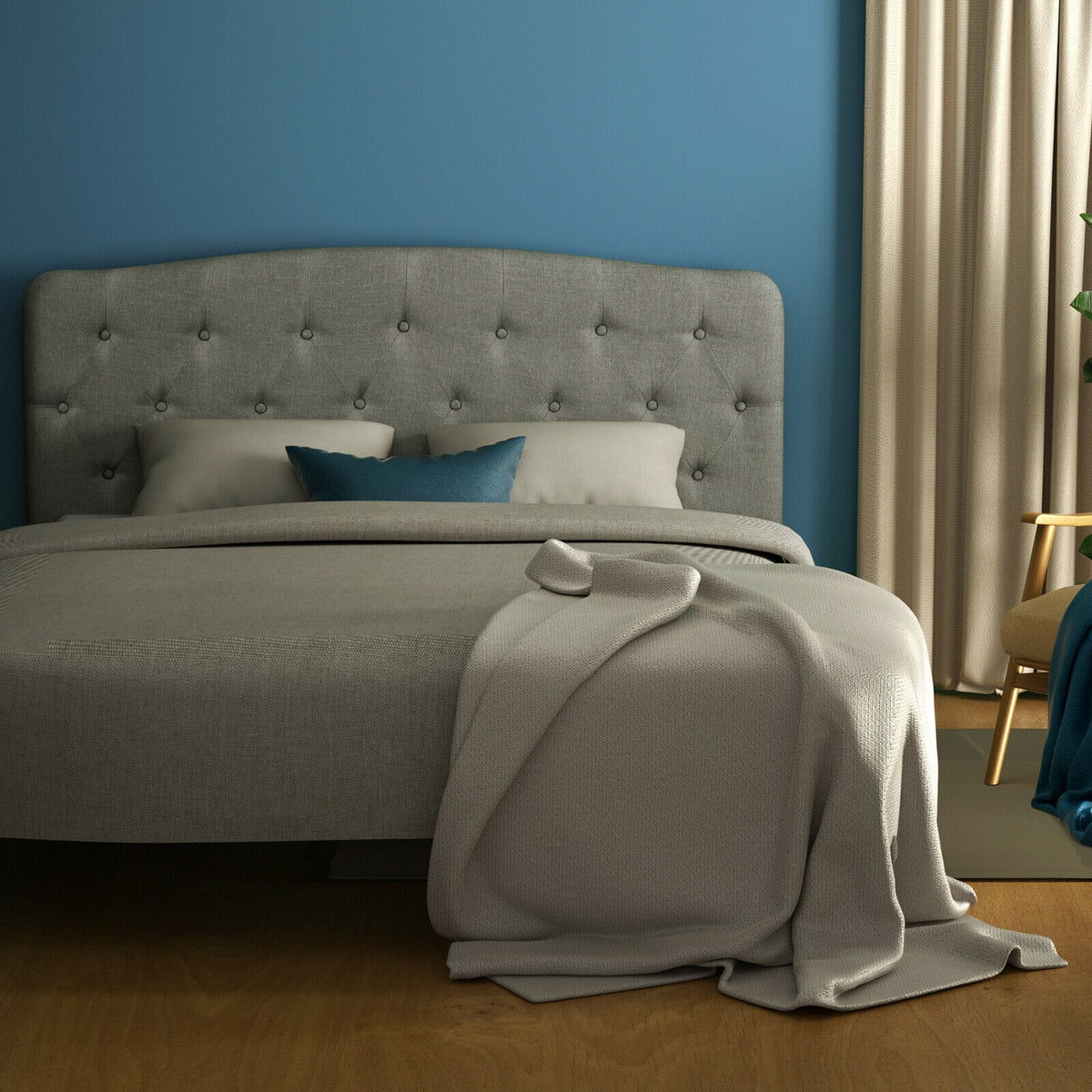 Faux Linen Headboard with Adjustable Heights-Light Gray-Headboards-DECOROLALA