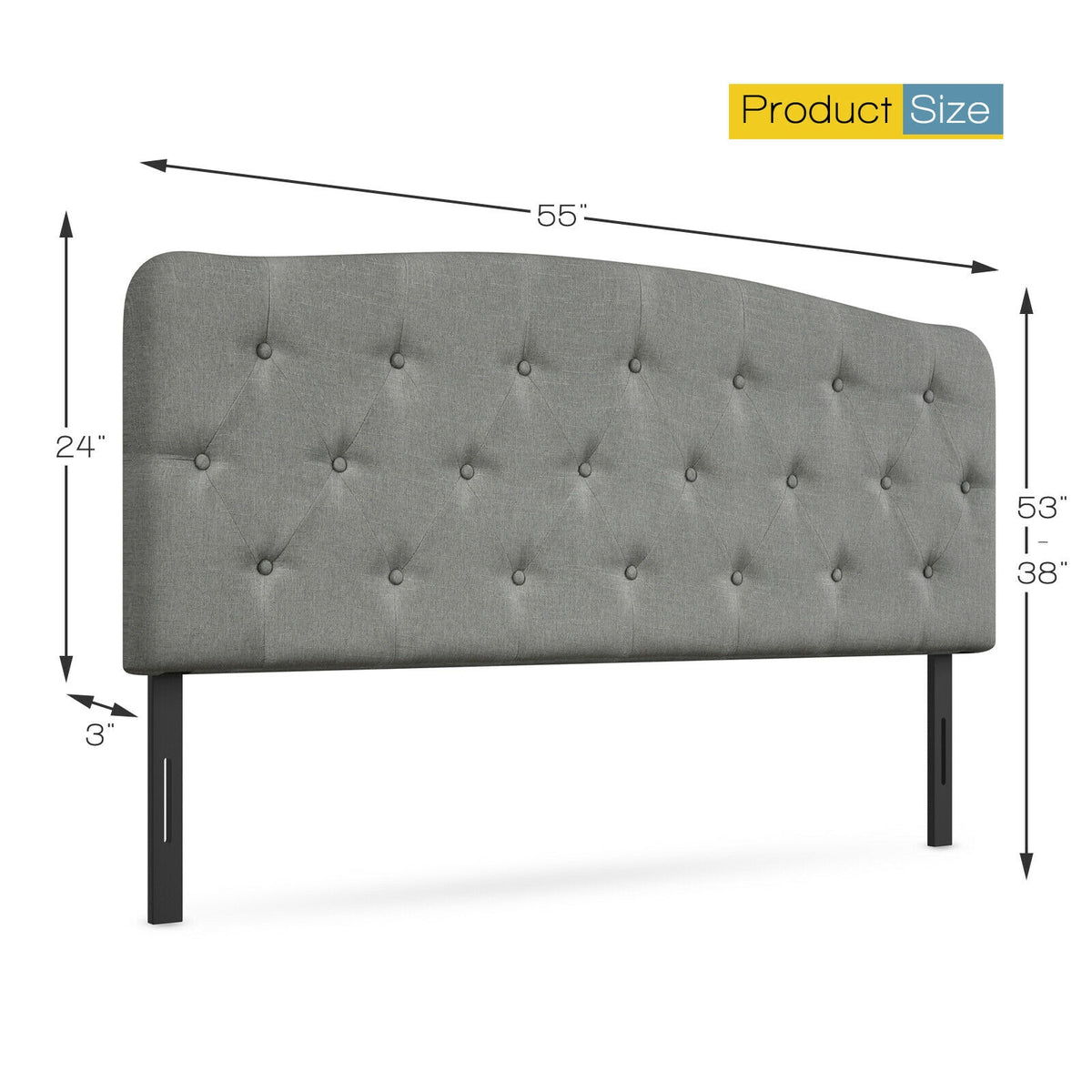 Faux Linen Headboard with Adjustable Heights-Light Gray-Headboards-DECOROLALA