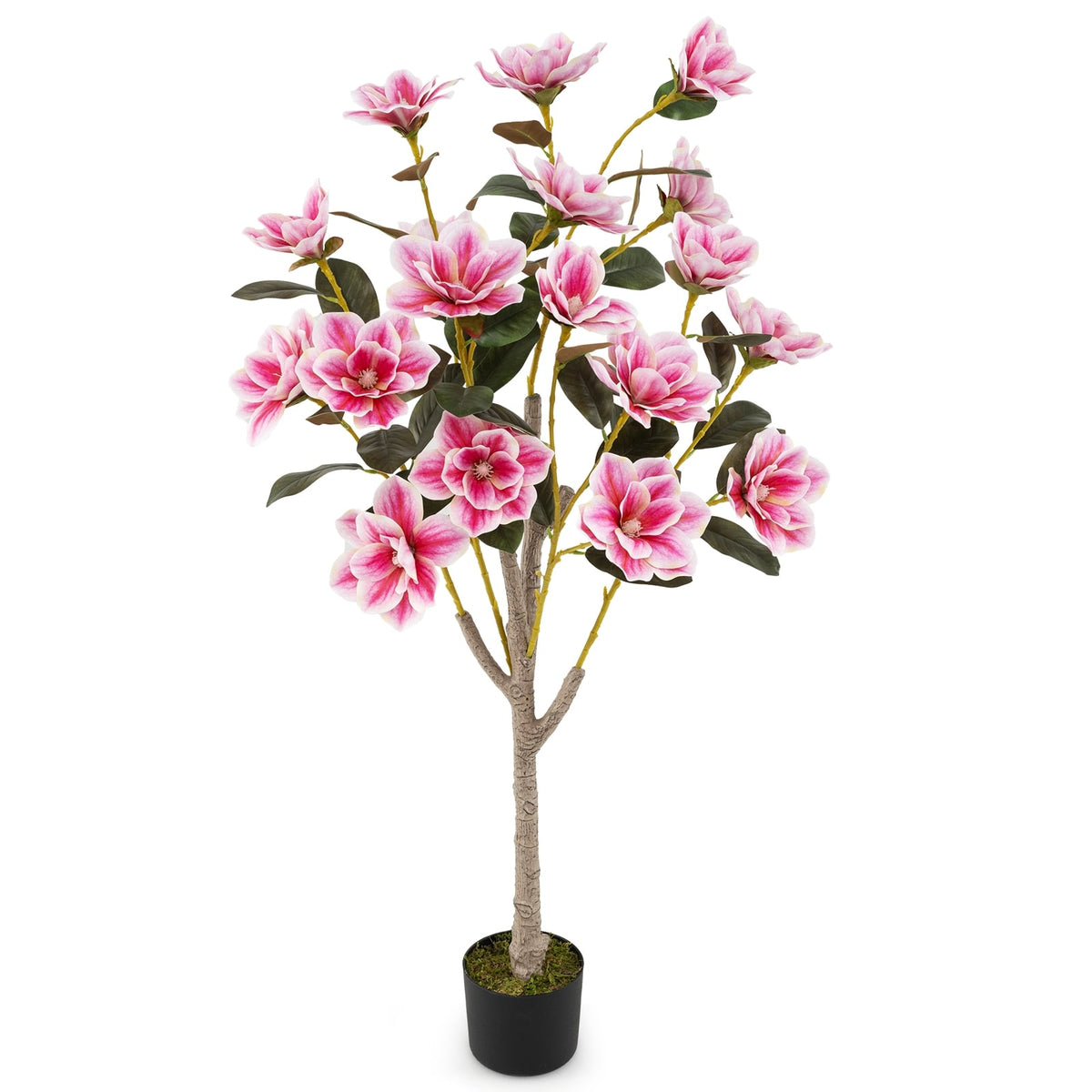 Faux Wedding Flower Plant with Elegant PEVA Leaves and Multi-branch Trunks-Pink-Artificial Plants-DECOROLALA