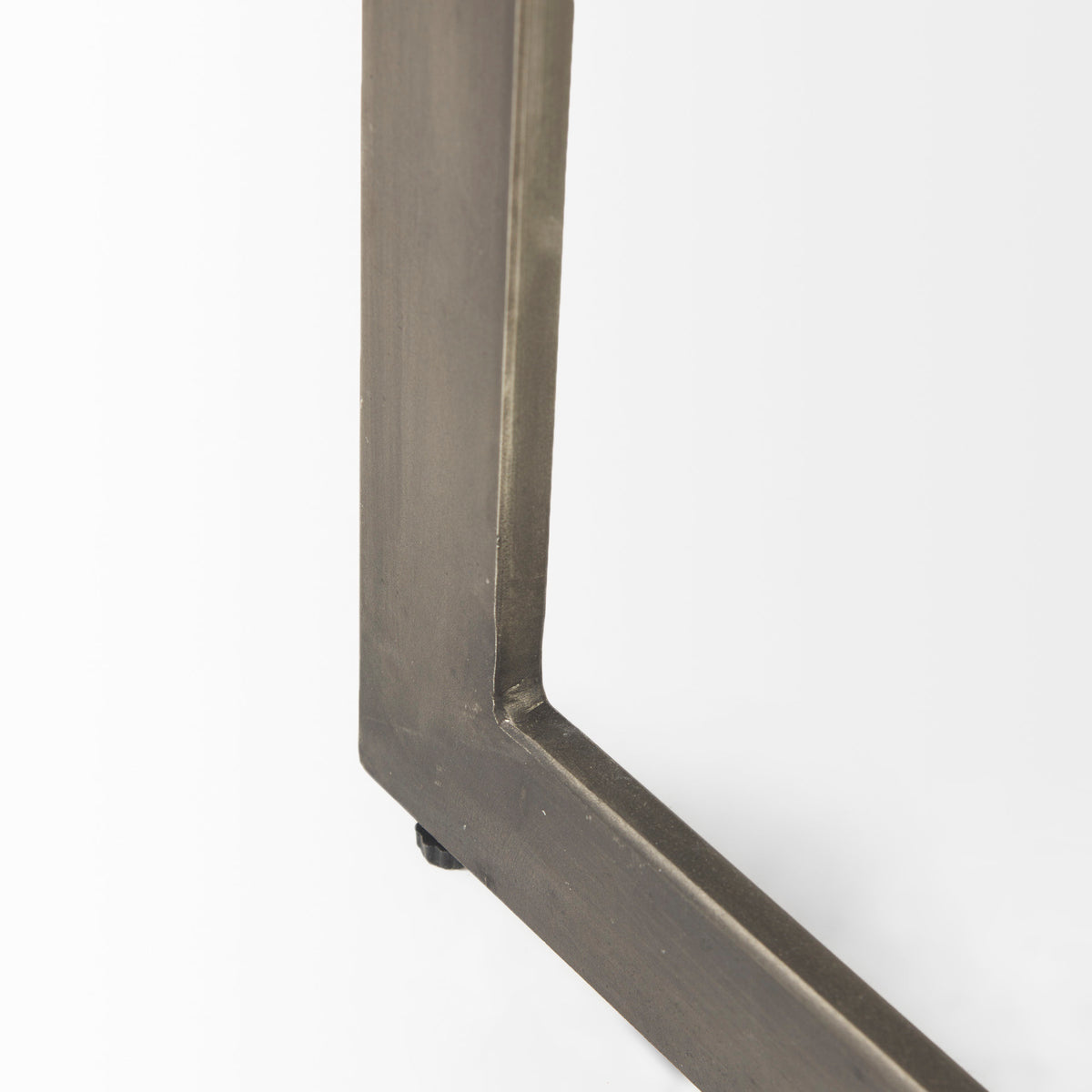 Faye 14L x 18W x 26H Medium Brown Wood W/ Antique Nickel Finished Metal Base C Side Table-End and Side Tables-DECOROLALA