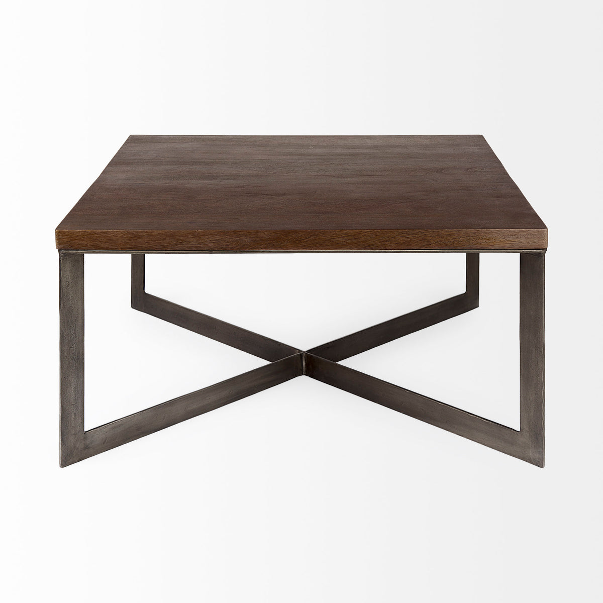Faye 34L x 34W x 17H Finished Wood W/Gold Metal Base Square Coffee Table-Coffee Tables-DECOROLALA