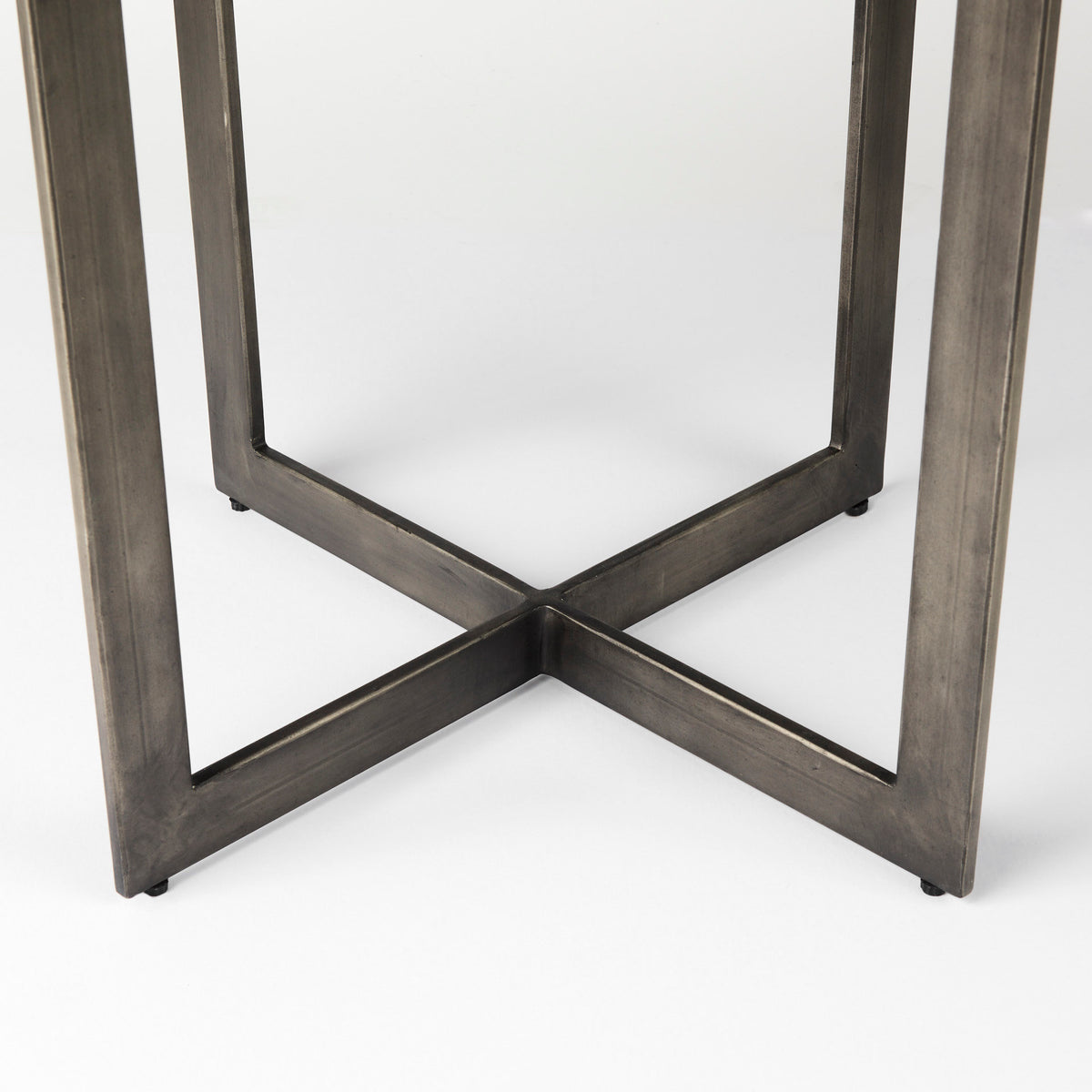 Faye 48" Round Dining Table | Med Wood & Antique Nickel Metal | Seats 4-Dining Tables-DECOROLALA