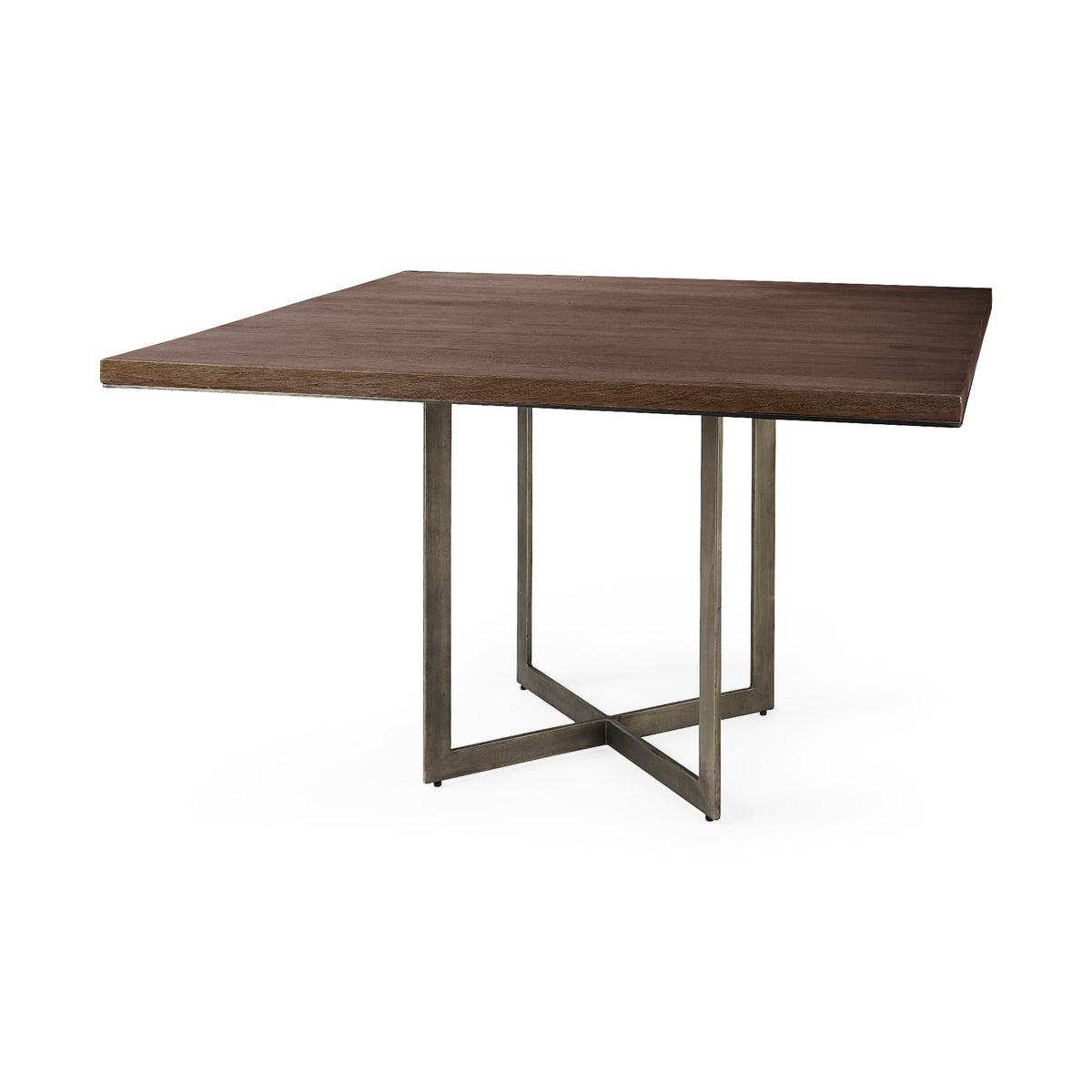 Faye 48"L x 48"W Square Dining Table | Modern | Wood & Antique Gold Metal | Seats 4-Dining Tables-DECOROLALA