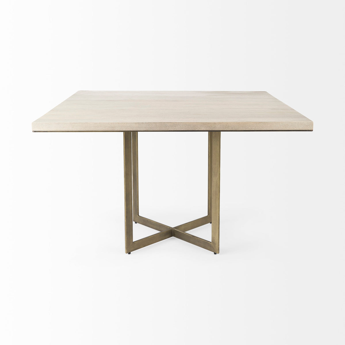 Faye 48"L x 48"W Square Dining Table | Modern | Wood & Antique Gold Metal | Seats 4-Dining Tables-DECOROLALA