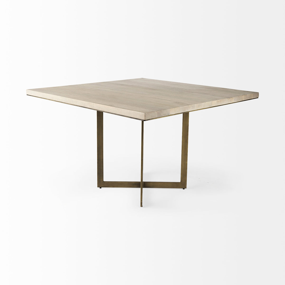 Faye 48"L x 48"W Square Dining Table | Modern | Wood & Antique Gold Metal | Seats 4-Dining Tables-DECOROLALA
